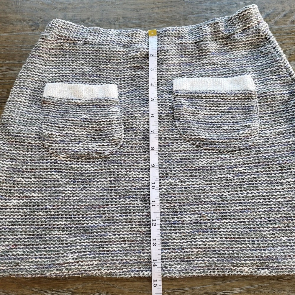 Zara Trafaluc Blue White Textured Knit Two Piece Skirt Set Small S Short Sleeve - Picture 9 of 12